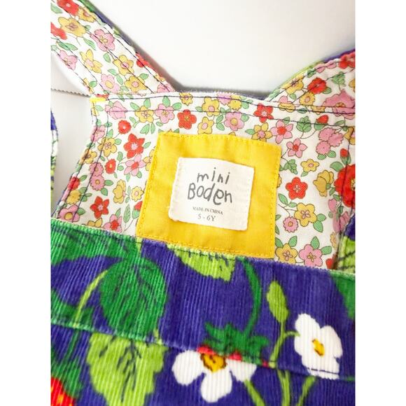 Mini Boden Strawberry Corduroy Overall Jumper Dress Nordstrom 5-6Y - Picture 4 of 8